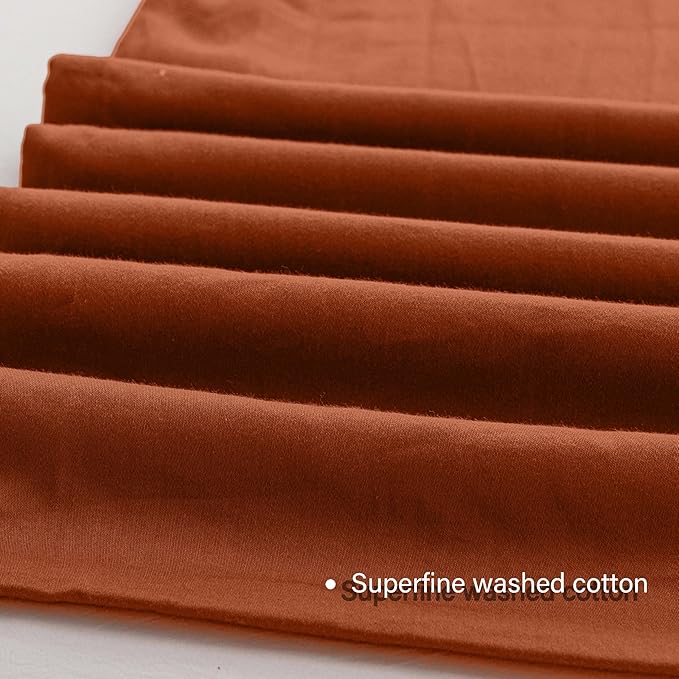 HeimenAogo Egyptian Cotton Duvet Cover Set California King, Ultra Soft and Breathable Comforter Cover with Zipper Closure, High Thread Count Long Staple Cotton Blanket Cover 3pcs, Burnt Orange