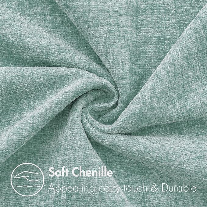 MIULEE Soft Chenille Lumbar Throw Pillow Covers Aqua Green 12x20 Pack of 2 | Modern Home Decor, Classic Decorative Pillows, Solid Dyed Cases, Boho Couch Cushion Covers for Sofa Bed Living Room