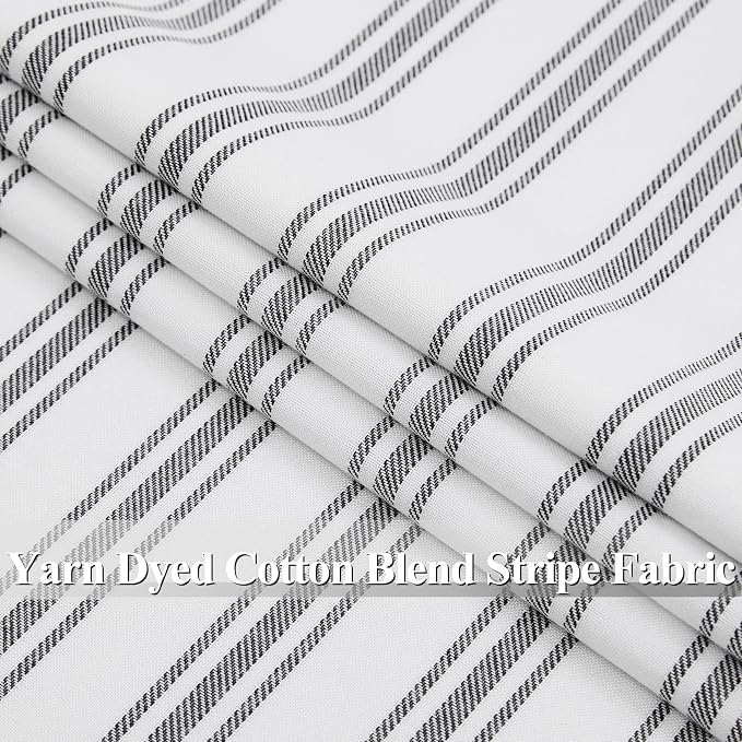 ZJDECOR Short Black Striped Full Blackout Curtain Panels,55" Wx63 Lx2 | Room Darkening,Isolate Light and Noise,Rod Pocket Back Tab,Modern Style,Bedroom Living Room Panels