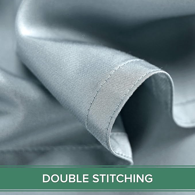 Pure Bamboo Short Queen Sheets for RV Camper (60"x75") - Genuine 100% Organic Viscose Derived from Bamboo Bed Sheet Set, Soft & Cooling, 2 Year Quality Promise (Short Queen, Sterling Blue)