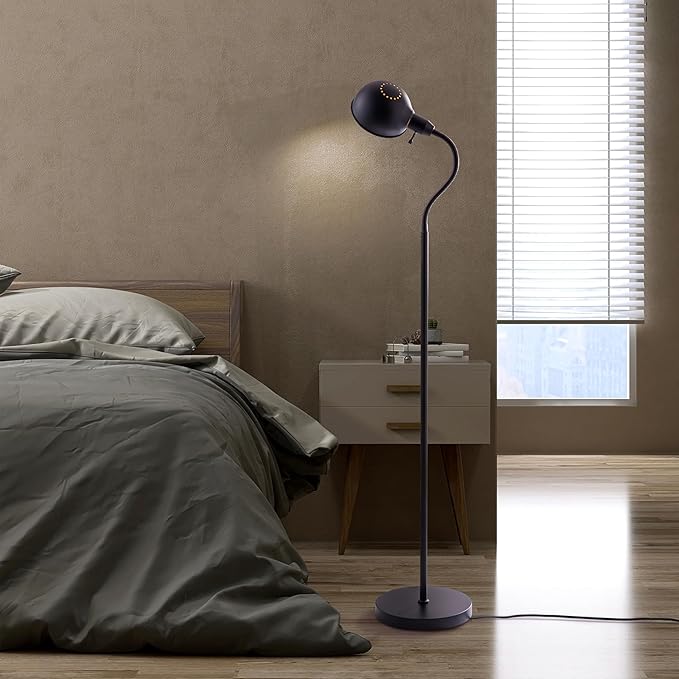 O'Bright Adjustable Floor Lamp with Flexible Gooseneck and Rotatable Shade, E26 Socket, 10-Inch Base - Ideal for Reading, Bedside, Living Room, Brushed Nickel