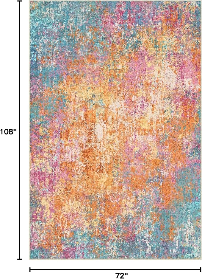 RELEANY Washable 6'x9' Abstract Area Rug for Living Room Starlight | Carpet for Bedroom, Kitchen, Office, Hallway and Entryway, Printed Pattern, Non‑Slip, Soft, Stain‑Resistant, Easy to Clean
