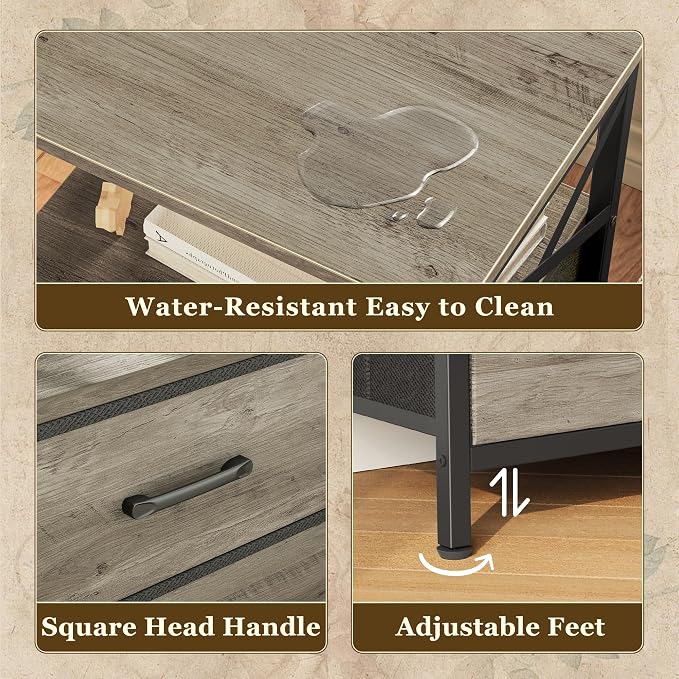 Huuger Nightstand Set of 2 with Charging Station, USB-C Port, End Tables | Night Stand with 2 Drawer Side Table with Open Shelf, Bedside Table for Small Spaces, X Shaped Side Rail, Oak