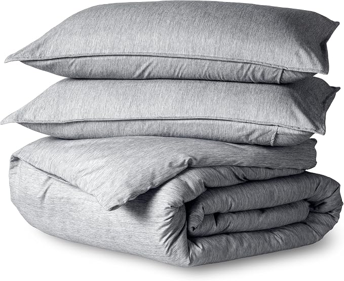 Bare Home Duvet Cover Set (Oversized Queen, Heathered Charcoal) | 1800 Ultra-Soft, Lightweight, Cooling, Breathable, Premium, All-Season