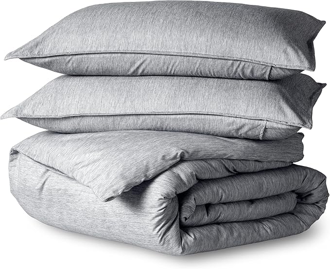 Bare Home Duvet Cover Set (Oversized King, Heathered Charcoal) | 1800 Ultra-Soft, Lightweight, Cooling, Breathable, Premium, All-Season