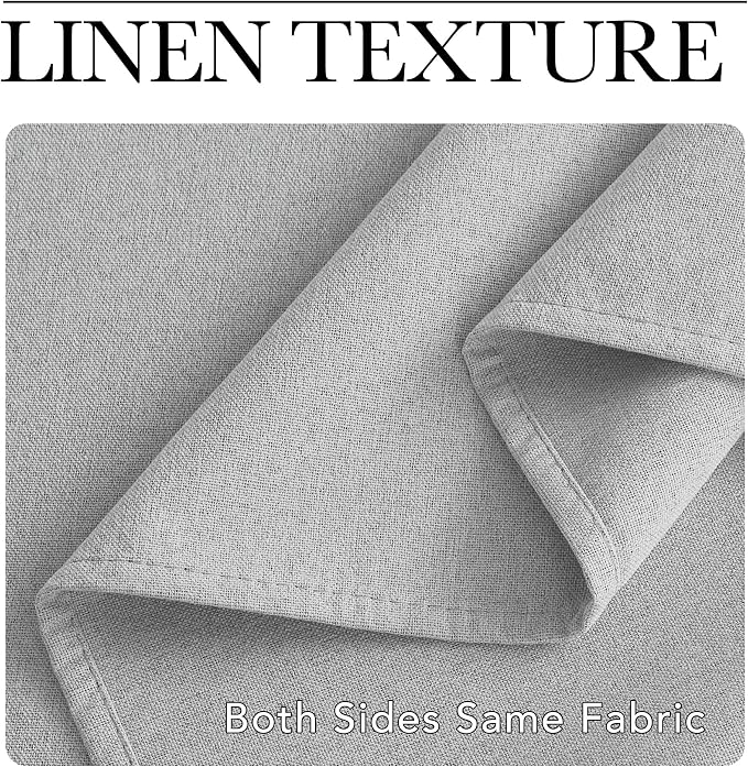 NICETOWN 100% Blackout Linen Curtains for Bedroom, Greyish White, 52" W x 63" L, Set of 2, Crisp Structured Faux Linen Privacy Shield, Keeping Out Cold Air Thermal Insulated Window Treatments