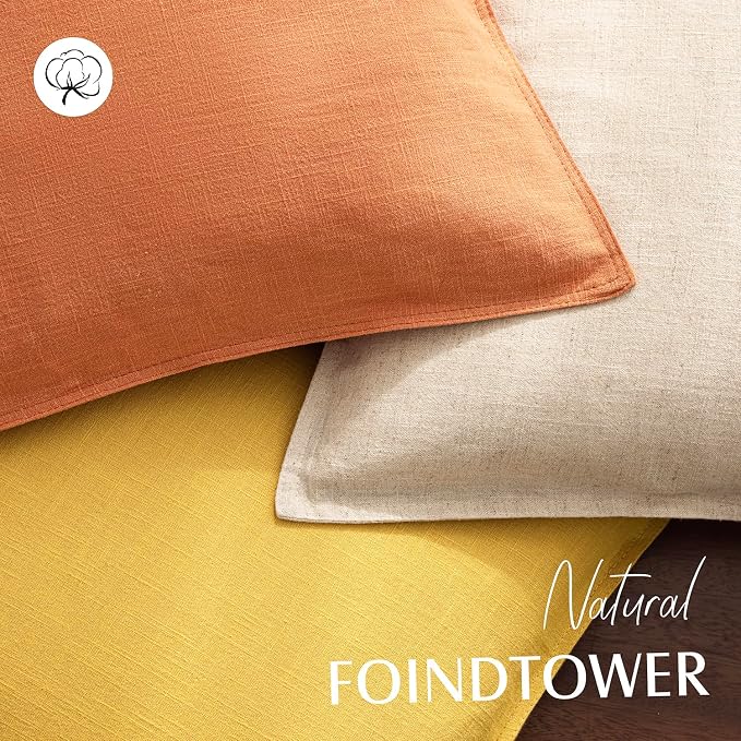 Foindtower Linen Solid Decorative Throw Pillow Covers 18x18 Dusty Orange | Pack of 2 Boho Farmhouse Neutral Pillowcase,Soft Euro Accent Cushion Covers,Home Decor for Bed Couch Sofa Bedroom Living Room