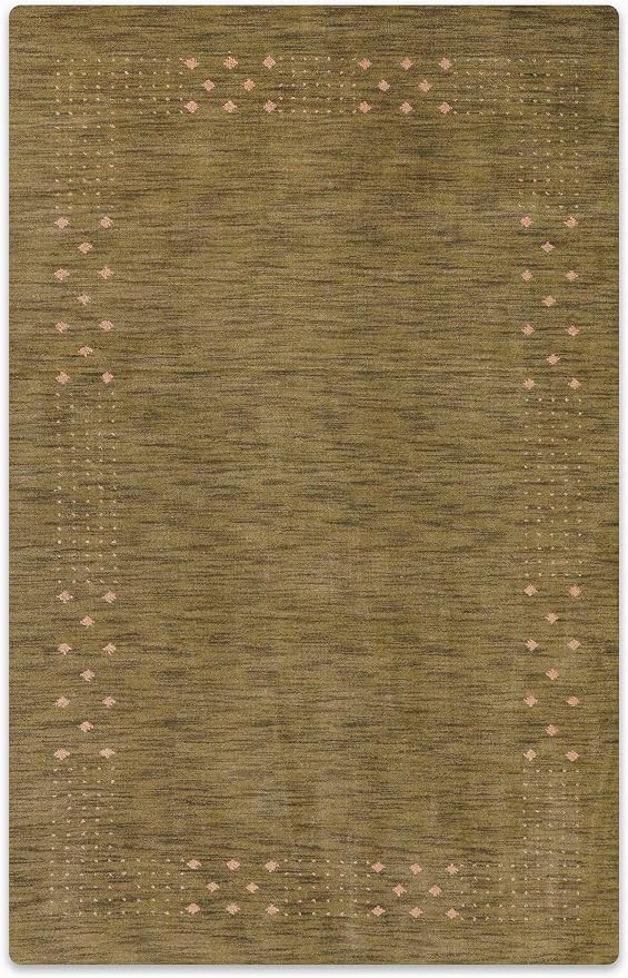 Hand Knotted Loom Wool ECO-Friendly Area Rugs - 3'x5', Rectangle Shape, Green Color, Contemporary Design, High Pile Thick Handmade Anti Skid Area Rugs for Living Room, Bed Room (L00530)