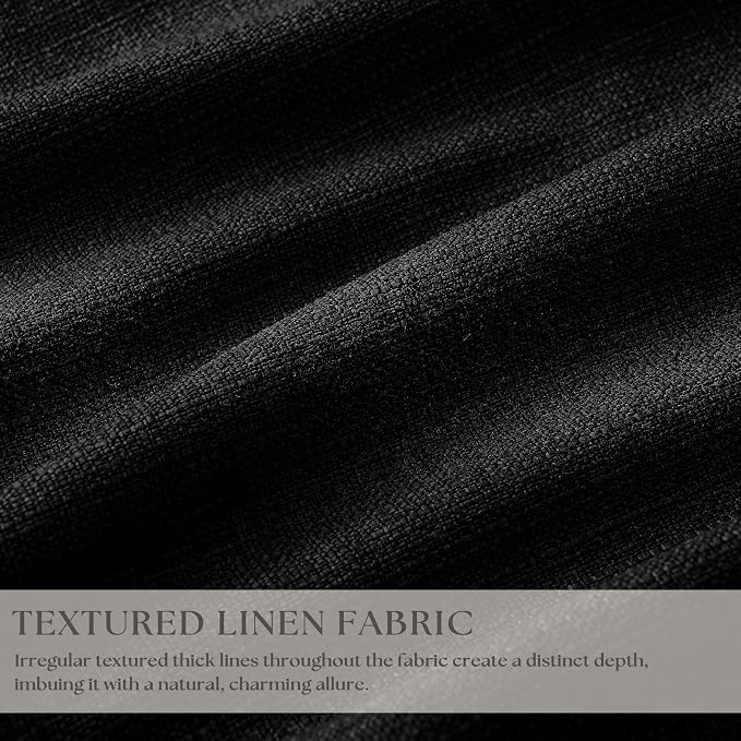 Black 80 Inch Pinch Pleated 100% Blackout Curtains with Liner 2 Panels Set | Thick Linen Textured, Energy Saving, Soundproof, Light UV Blocking, Thermal Insulated Curtain for Living Dining Room Bedroom