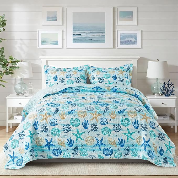 Quilt Bedspread Sets - West Coastal Pattern Reversible Coverlet Set, King Size