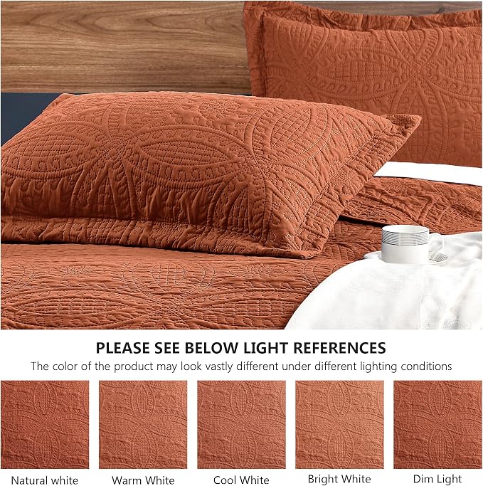 Love's cabin Twin Quilt Set Umber Bedspreads - Soft Bed Summer Lightweight Bedspread Comforter - Modern Style Coin Pattern Coverlet for All Season - 2 Pieces (1 Quilt, 1 Pillow Sham)