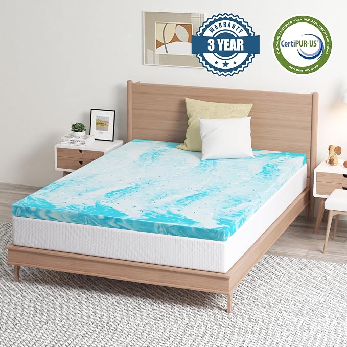 EGO 4 Inch Twin Mattress Topper Gel Memory Foam for Pressure Relief | Cooling Gel Infused, Dorm Room Essentials Bed Topper in a Box, CertiPUR-US Certified, 75"Lx38"W