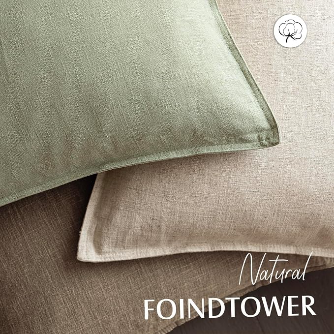 Foindtower Linen Solid Decorative Throw Pillow Cover 16x16 Inch Light Green | Pack of 2 Boho Farmhouse Morden Pillowcase,Accent Neutral Cushion Covers,Home Decor for Chair Couch Sofa Bedroom Living Room