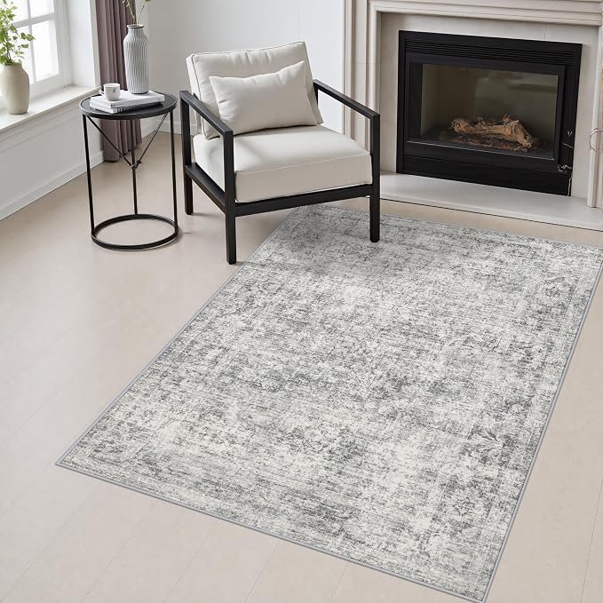 Area Rug Living Room: 3x5 Modern Washable Soft Carpet Black Grey | For Hallway, Bedroom, Kitchen, Laundry, Bathroom,Door Mat,Modern Abstract,Machine washable,Non-Slip,Stain Resistant,Indoor