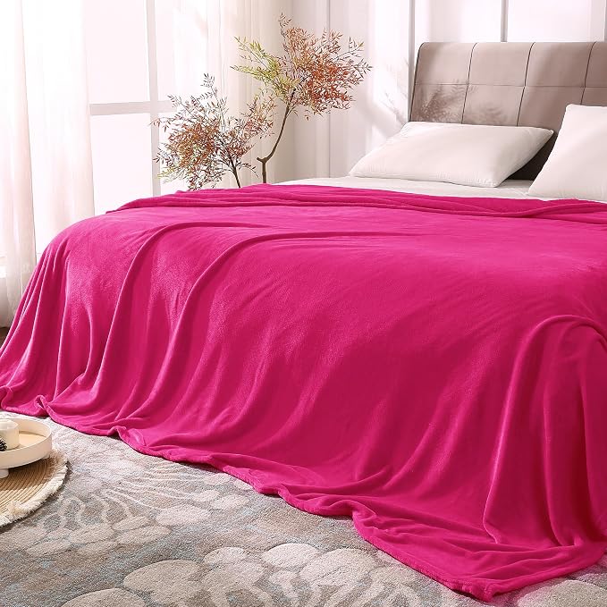 BEDELITE Fleece Blanket Soft Plush Queen Size Bed Blanket Hot Pink 90"x90" | Ultra Soft Fleece, Plush Microfiber, Lightweight Warmth, All Season Comfort, Fade Resistant, Machine Washable,Perfect for Bed