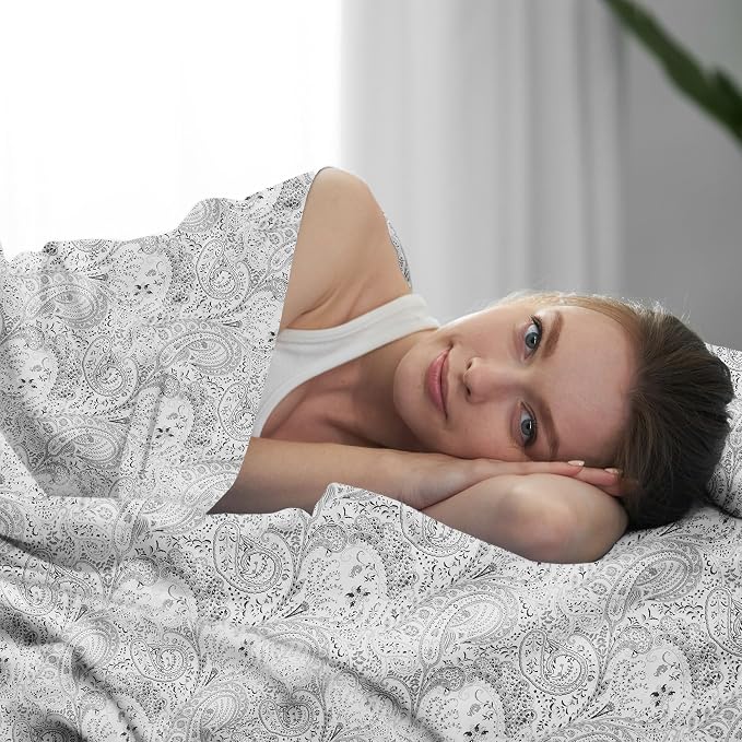 Mellanni Iconic 3-Piece, Ultra Soft Sheet Set (Twin, Paisley Gray) | 10M+ Sleepers. Lab-tested: Sleeps Cool, Stays Bright, Strong, Smooth. Good Housekeeping Best Bedding, 7 yrs running.