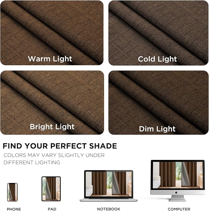 Joydeco Linen Blackout Curtains for Bedroom - 100% Light Blocking 1 Panels, Cappuccino Drapes 100" W x 108" L, Thermal Insulated Room Darkening Curtains for Living Room, Rod Pocket & Back Tabs