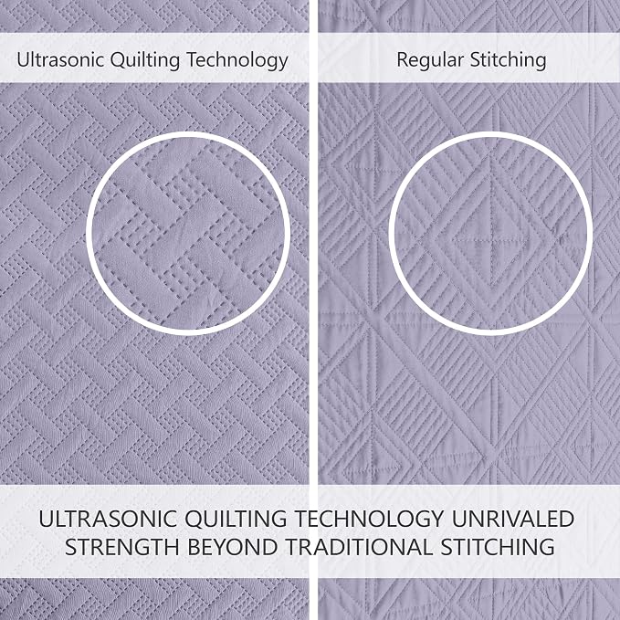 FLYMME Twin Quilt Set,Lightweight Lavender Bedspreads,Basket Weave Pattern,Ultra Soft Microfiber Bedspread Bed Coverlet 2 Pieces for All-Seasons (1 Quilt,1 Shams)