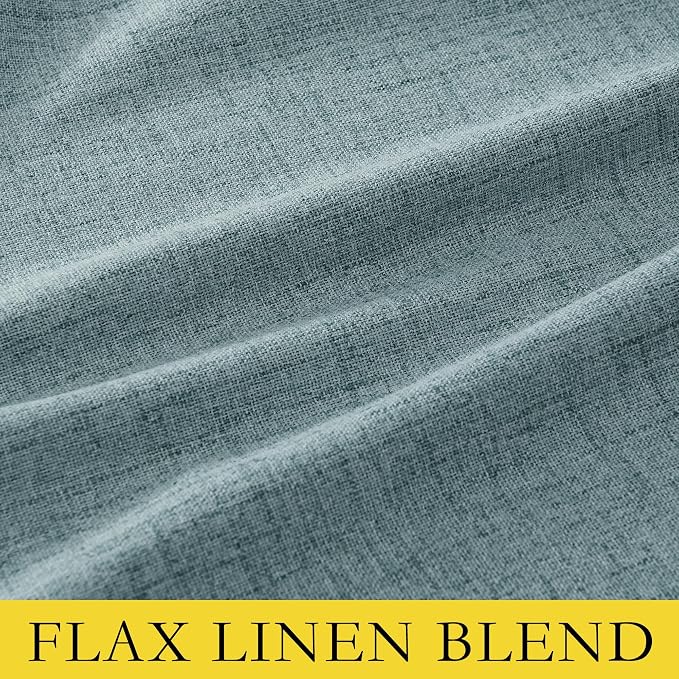 NICETOWN 100% Blackout Curtains for Kitchen 63" L Set of 2, Skylark Blue | Thermal Insulated, Flax Textured, Full Light Blocking Window Draperies for Nursery, Rod Pocket & Back Tab, W42" x L63" Each
