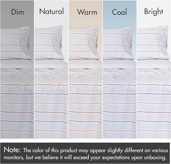 RUVANTI 100% Cotton Percale Sheets California King Chevron Twill Stripe | Crisp Cooling for Hot Sleepers, Deep Pocket 14", Soft Breathable & Durable, Hotel-Style 4 Piece Set
