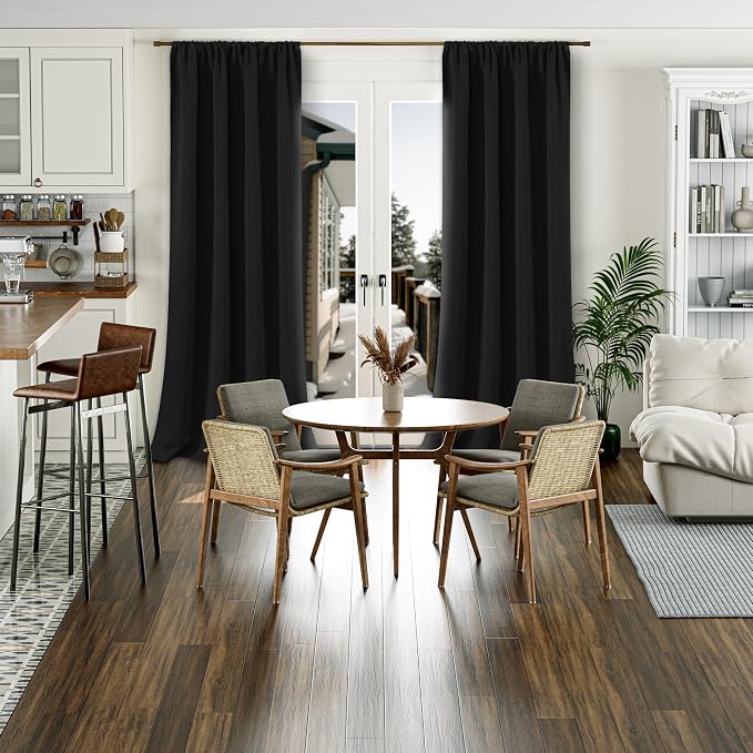 BGment Black Blackout Curtains for Living Room 95 Inch Length 2 Panels | Thermal Insulated, Room Darkening Curtains, Rod Pocket Soundproof, Bedroom Window Curtains, 52 x 95 Inch
