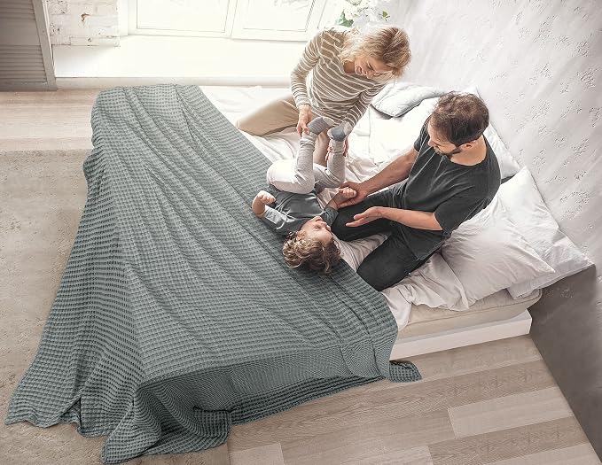 Utopia Bedding 100% Cotton Waffle Blanket Full Size Cool Grey, 90x84 Inch | Lightweight Breathable Cozy Summer Bed Blanket Home Decor Gift for Women and Men