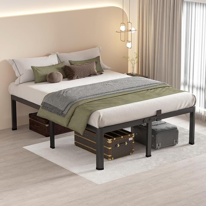 MAF 14 Inch California King Metal Platform Bed Frame with Round Corner Legs | Mattress Baffle, 3000 LBS Heavy Duty Steel Slat Support, Noise Free, No Box Spring Needed, Easy Assembly, 12.4" Storage Space