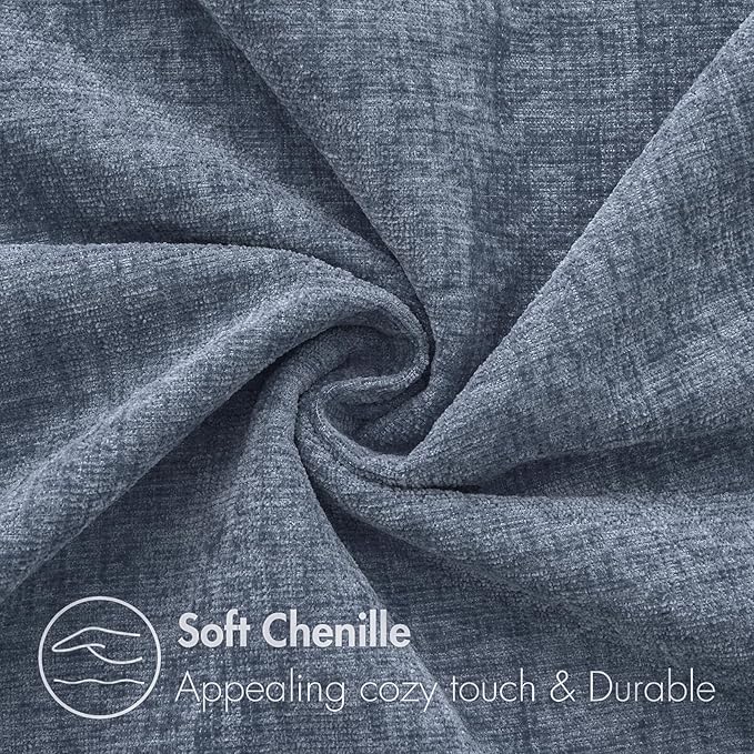 MIULEE Soft Chenille Throw Pillow Covers Dark Grey Blue 16x16 Pack of 2 | Modern Coastal Home Decor, Classic Decorative Pillows, Solid Dyed Cases, Boho Couch Cushion Covers for Sofa Bed Living Room