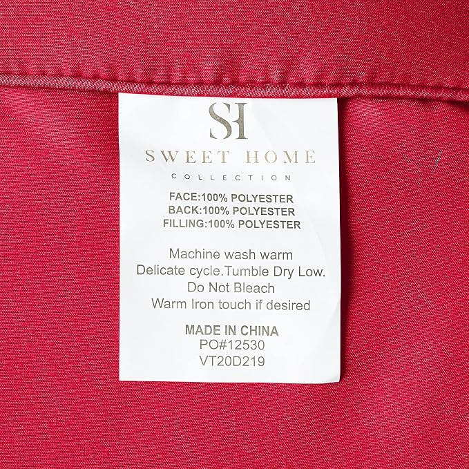 Sweet Home Collection 7 Piece Comforter Set Bag Solid Color All Season Soft Down Alternative Blanket & Luxurious Microfiber Bed Sheets, Red, Full