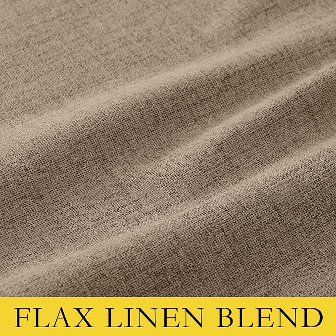 NICETOWN 100% Blackout Linen Curtains 84 inches Long 2 Panels, Burlap | Farmhouse Style, Thermal Insulated, Privacy Window Draperies for Flat Bedroom, Living Room, W42" x L84" per Panel