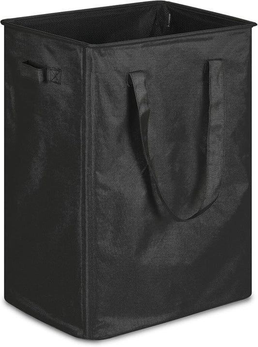 efluky Slim Laundry Basket, Narrow Laundry Hamper with Handles, Collapsible Dirty Clothes Hamper, Tall Laundry Bin for Laundry Room, Dorm and Bedroom, 90L Black