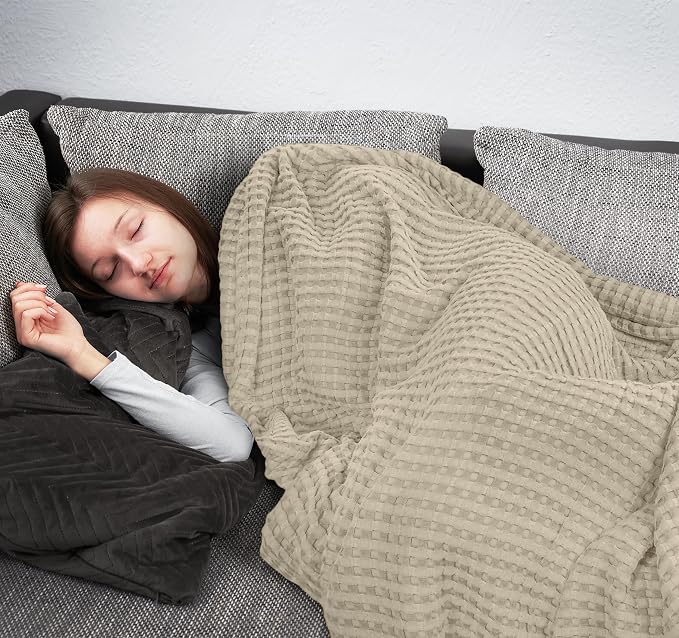 Utopia Bedding 100% Cotton Waffle Blanket Full Size Khaki, 90x84 Inch | Lightweight Breathable Cozy Summer Bed Blanket Home Decor Gift for Women and Men