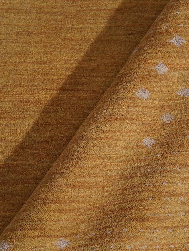 Hand Knotted Loom Wool ECO-Friendly Area Rugs - 8'x8', Square Shape, Gold Color, Contemporary Modern Design, High Pile Thick Handmade Anti Skid Area Rugs for Living Room, Bed Room (L00530)