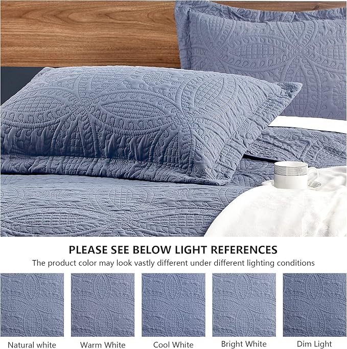 Love's cabin Twin Quilt Set Blue Bedspreads - Soft Bed Summer Lightweight Bedspread Comforter - Modern Style Coin Pattern Coverlet for All Season - 2 Pieces (1 Quilt, 1 Pillow Sham)