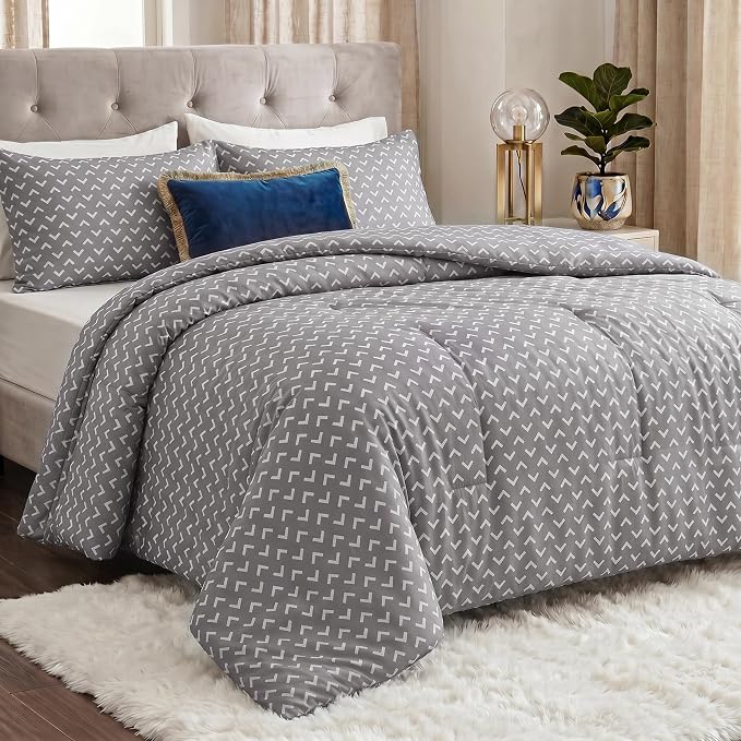 Utopia Bedding 3 Pc King Comforter Set, Printed Comforter, Arrows White | Comforter Set Includes Comforter (90x102) Inches, 2 Shams (20x36) Inches. Soft Microfiber Down Alternative, Machine Washable.