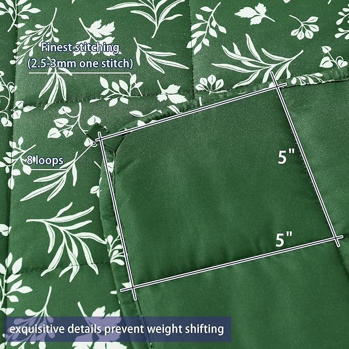 yescool Weighted Blanket for Adults (15 lbs, 48" x 72", Forest) Cooling Heavy Blanket for Sleeping Perfect for 140-160 lbs, Twin Size Breathable Blanket with Premium Glass Bead, Machine Washable