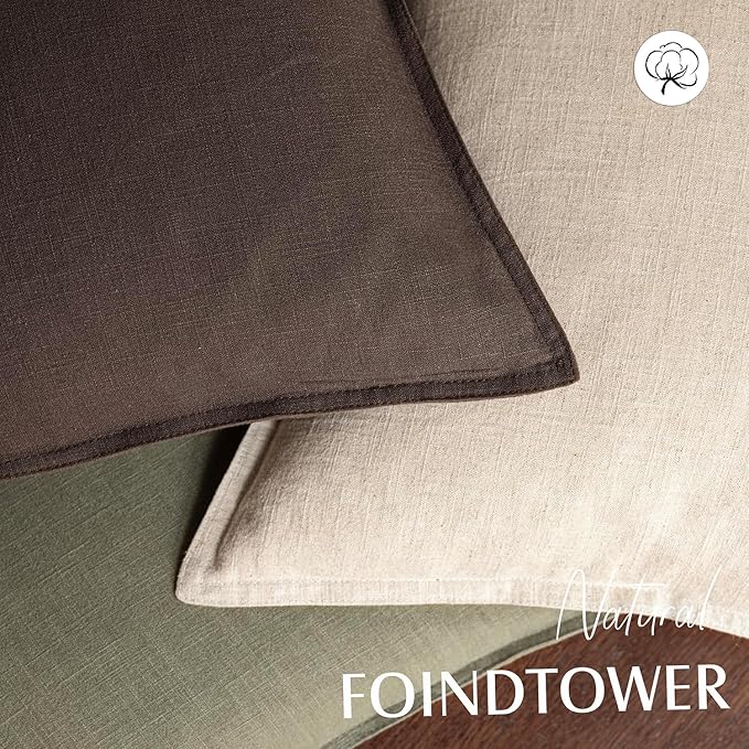 Foindtower Linen Solid Decorative Throw Pillow Covers 16x16 Reddish Brown | Pack of 2 Boho Farmhouse Morden Pillowcase,Accent Neutral Cushion Covers,Home Decor for Chair Couch Sofa Bedroom Living Room