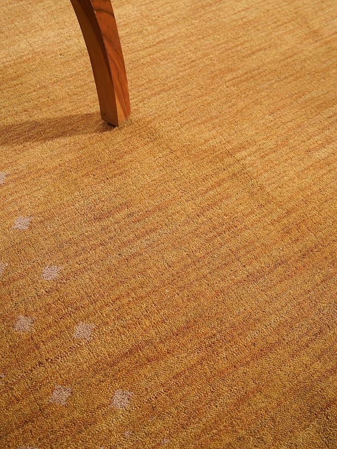 Hand Knotted Loom Wool ECO-Friendly Area Rugs - 8'x8', Square Shape, Gold Color, Contemporary Modern Design, High Pile Thick Handmade Anti Skid Area Rugs for Living Room, Bed Room (L00530)