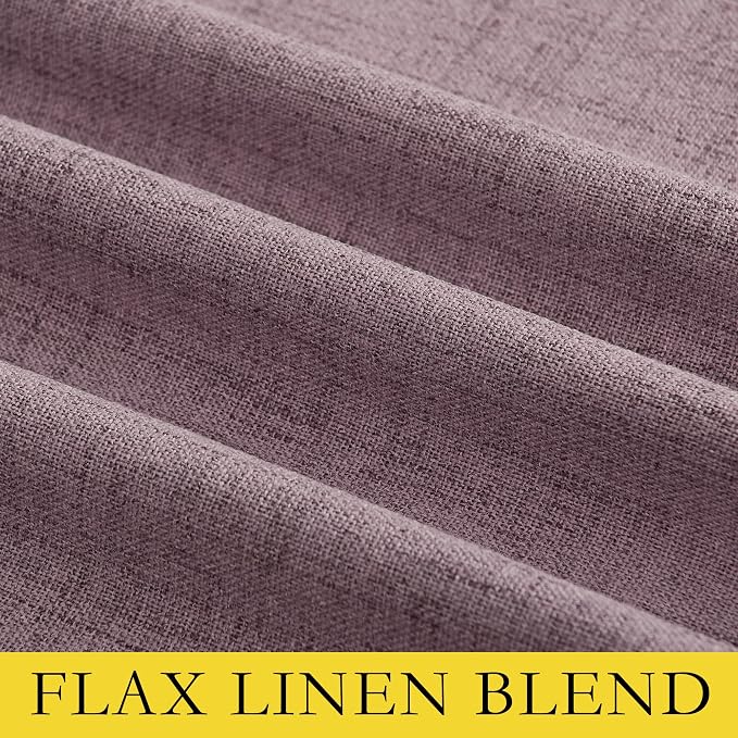 NICETOWN Chaise Mauve Vintage Linen 100% Blackout Curtains for Living Room, Thermal Insulated Curtains 72" Long, Noise Reducing Window Treatment Drapes for Hall Room, 52" Wide Per Panel, Set of 2