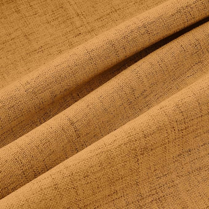 MIULEE Fall 100% Blackout Linen Curtains 42" x 84" Mustard Yellow 2 Panels | Thermal Insulated, Room Darkening Drapes for Bedroom Living Room, Back Tab Rod Pocket Pinch Pleated, Solid Luxury Decor
