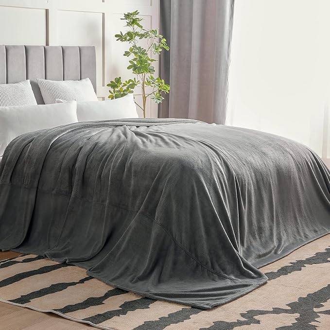 BEDELITE Fleece Blanket Soft Plush Oversized Bed Blanket Grey 120"x120" | Ultra Soft Plush Fleece, Lightweight Warmth, All Season Comfort, Fade Resistant, Machine Washable, Perfect for Sharing