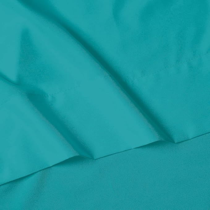 Elegant Comfort Luxury 1500 Premium Hotel Quality Microfiber 4-Piece Sheet Set - Wrinkle Resistant, All Around Elastic Fitted Sheet, Deep Pocket up to 16", RV Short Queen, Turquoise