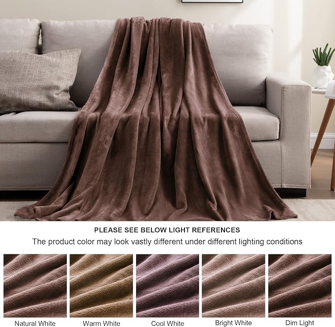 BEDELITE Fleece Blanket Soft Plush Throw for Couch Brown 50"x60" | Ultra Soft Fleece, Plush Microfiber, Lightweight Warmth, All Season Comfort, Fade Resistant, Machine Washable, Couch Sofa Bed