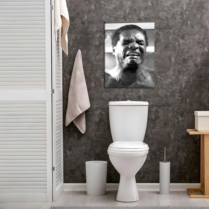 Framed Funny Bathroom Canvas Wall Art Set of 2 - Black and White Vintage Comedy Movies Posters, Funny Toilet Humour Smell Wall Decor Prints for Bathroom Decor 16x24in