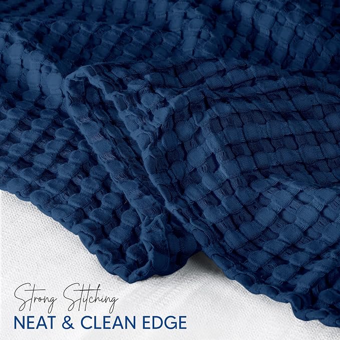 Utopia Bedding 100% Cotton Waffle Blanket King Size Navy, 90x108 Inch | Lightweight Breathable Cozy Summer Bed Blanket Home Decor Gift for Women and Men