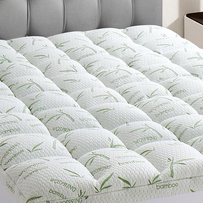 4 Inch Mattress Topper Full Size Memory Foam Bamboo Pillow Top Back Pain | Breathable Hypoallergenic OEKO-TEX Certified Deep Pocket 21 Inch Fits Twin Full Queen King Machine Washable