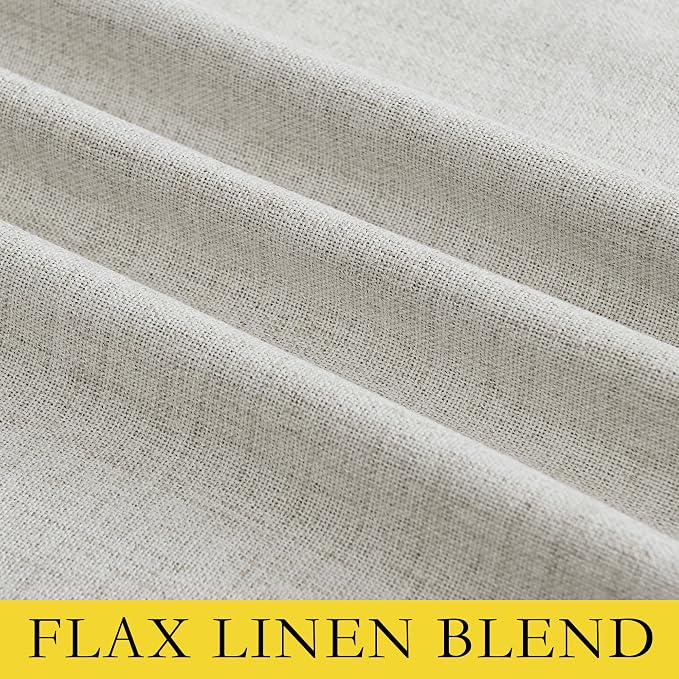 NICETOWN Snowbound Vintage Linen 100% Blackout Curtains for Living Room, Thermal Insulated Curtains 84" Long, Noise Reducing Window Treatment Drapes for Dining Room, 62" Wide Per Panel, Set of 2