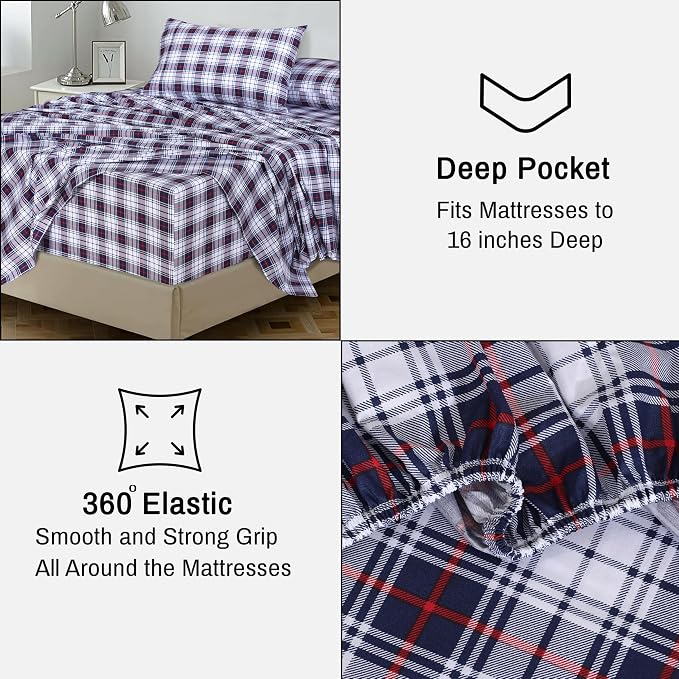 RUVANTI 100% Cotton Percale Sheets Full Size, Prussian | Crisp Cooling, Deep Pocket 16", Soft Breathable & Durable, Hotel-Style, 4 Piece Set