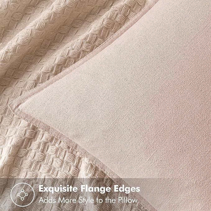 MIULEE Decorative Linen Euro Sham Pillow Covers 24x24 Light Pink | Boho Farmhouse Neutral Couch Throw Pillows for Bed, Pack of 2 Accent Modern Pillowcases, Sofa Livingroom Home Decor
