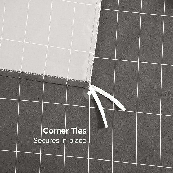 Bare Home Duvet Cover Set 1800 Ultra-Soft (Twin/Twin XL, Grid - Grey/White) | Lightweight, Cooling, Breathable, Premium 1800 Ultra-Soft, All-Season
